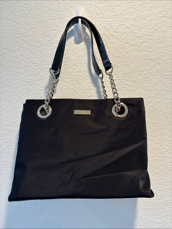 kate spade Handbags - Kate Spade Black Nylon Shoulder Tote with Silver Chain Straps